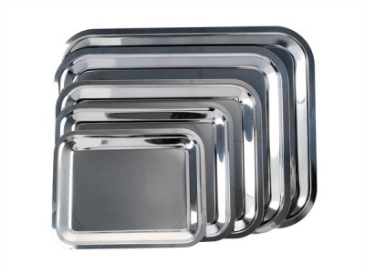 Tálca, szögletes, rozsdamentes acél, 30x24 cm