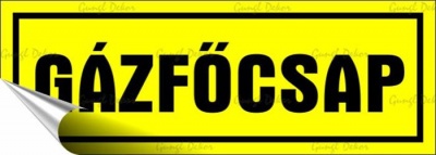 Információs matrica, 14x5 cm, "Gázfőcsap"