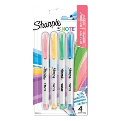 Filctoll készlet, vágott,  SHARPIE "S-Note", 4 különböző szín