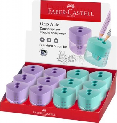 Hegyező display, kétlyukú, FABER-CASTELL, "Grip Auto", vegyes pasztell színek