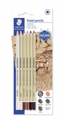 Pasztell ceruza készlet, hatszögletű, STAEDTLER „Mars® Lumograph® pastel 100P”, 6 különböző szín