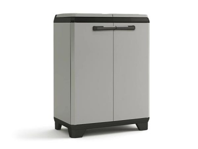 Szelektív hulladékgyűjtő szekrény, műanyag, KETER "Planet", szürke/fekete